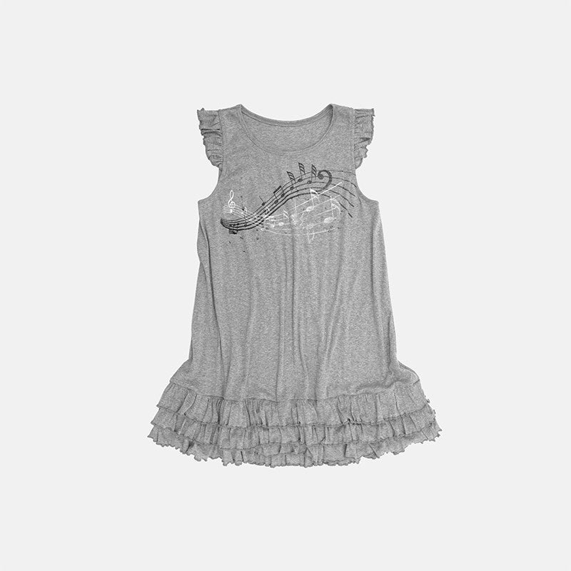 innomoood Ruffle Print Aline Sleeveless Women&