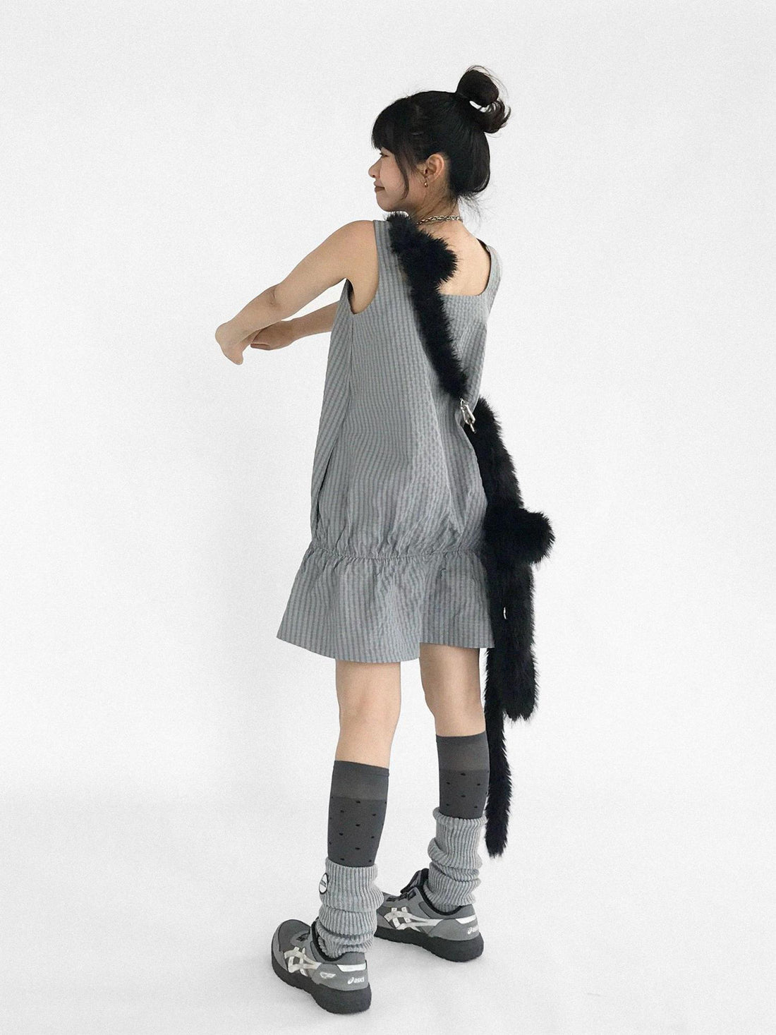 innomoood Ruffle Square Neck Strapless A Line Dress