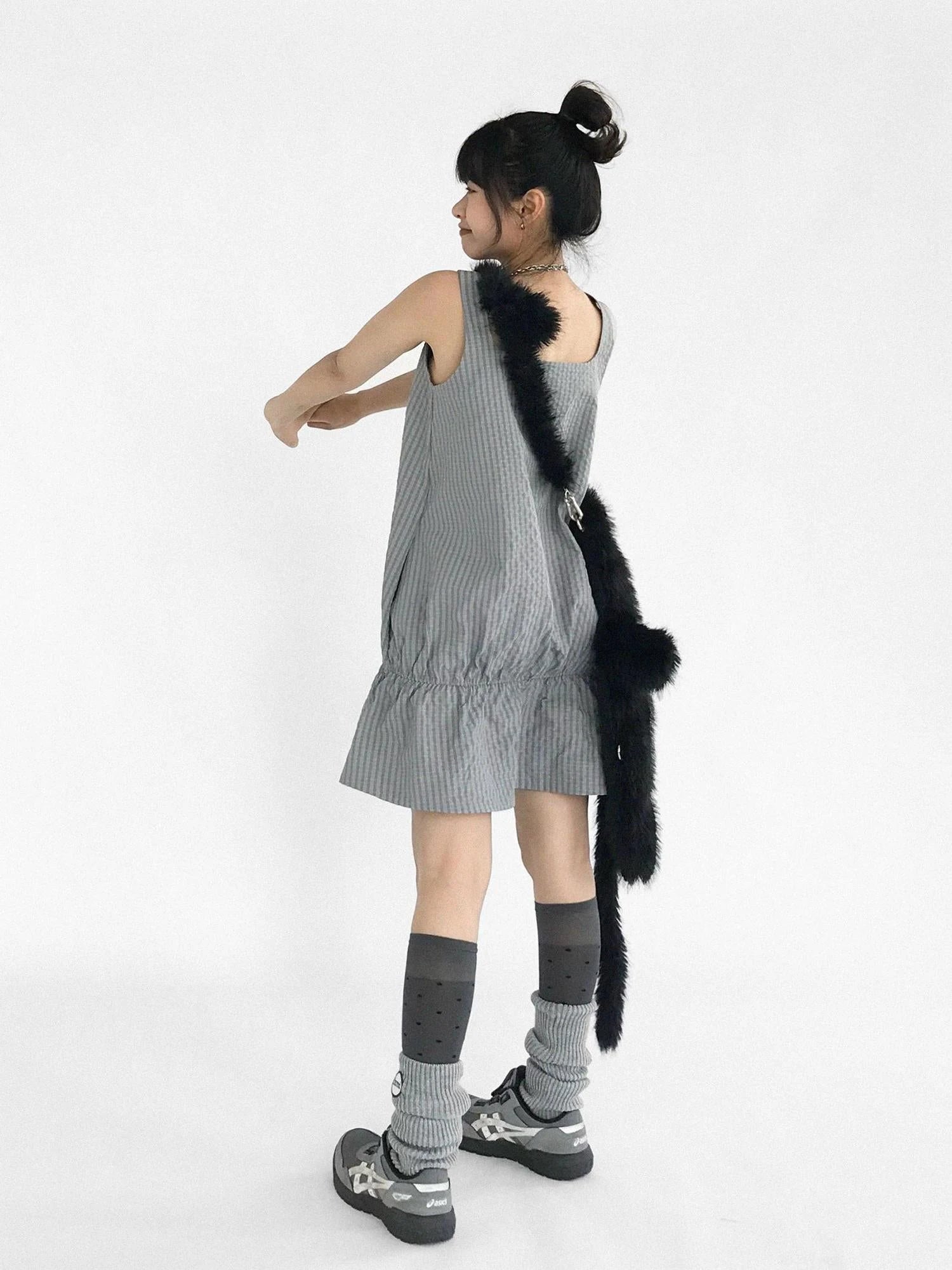 Ruffle Square Neck Strapless A Line Dress