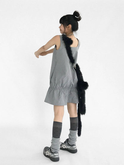 Ruffle Square Neck Strapless A Line Dress