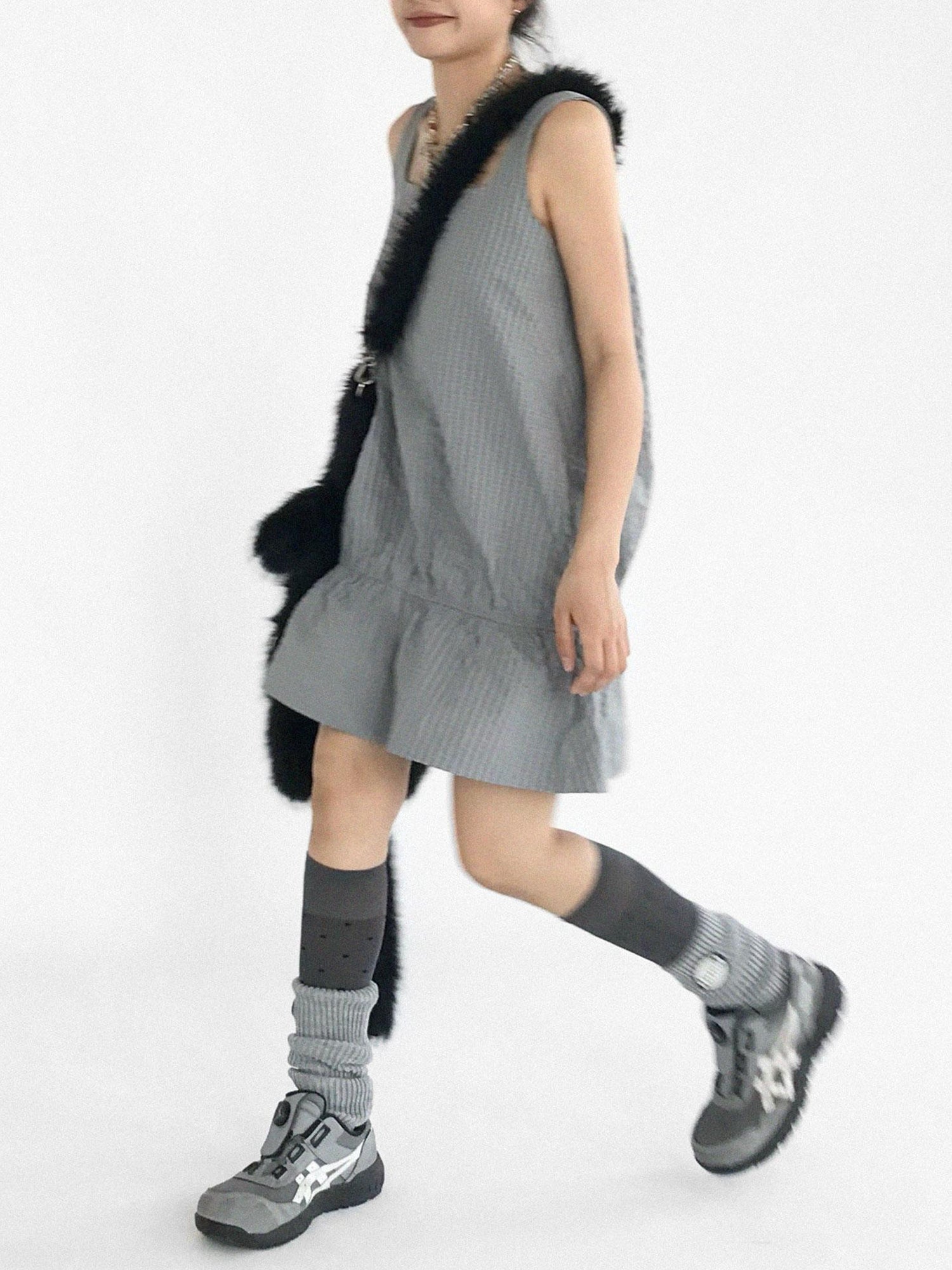 innomoood Ruffle Square Neck Strapless A Line Dress