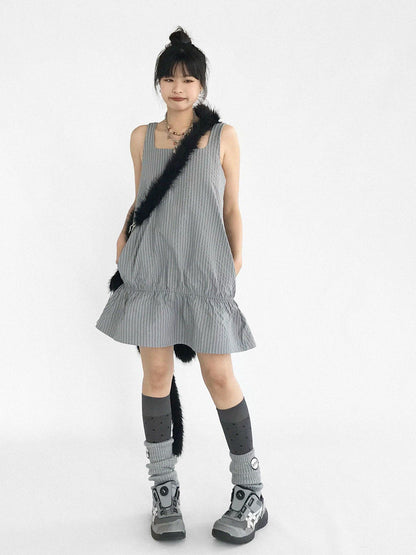 innomoood Ruffle Square Neck Strapless A Line Dress