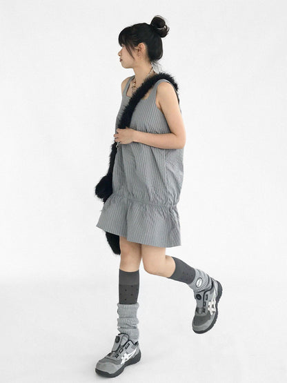 innomoood Ruffle Square Neck Strapless A Line Dress