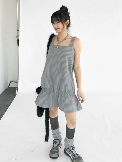 innomoood Ruffle Square Neck Strapless A Line Dress