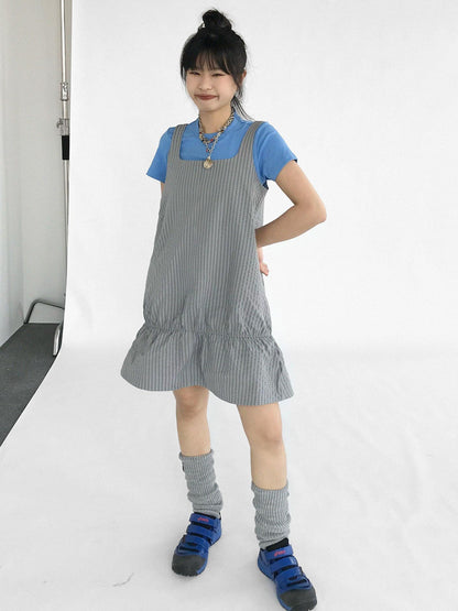 innomoood Ruffle Square Neck Strapless A Line Dress