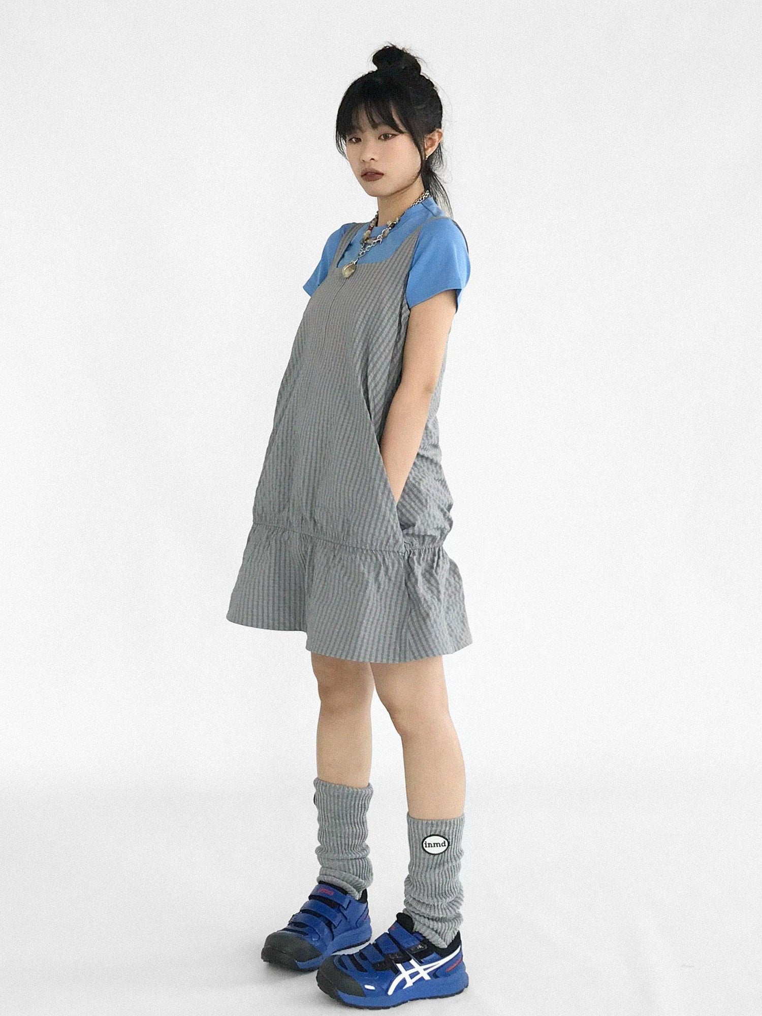 innomoood Ruffle Square Neck Strapless A Line Dress