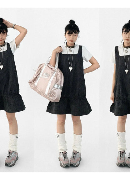 Ruffle Square Neck Strapless A Line Dress