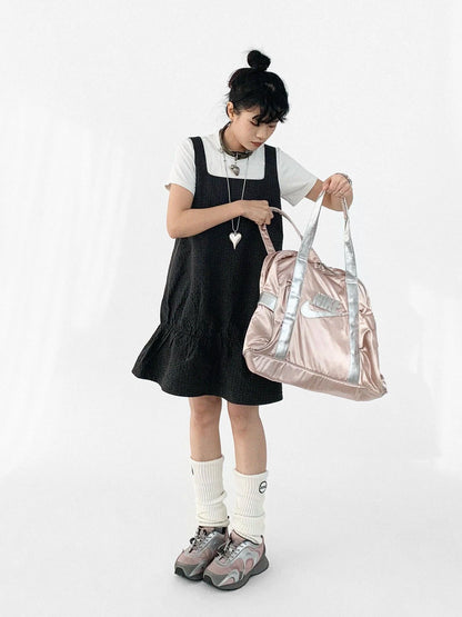 Ruffle Square Neck Strapless A Line Dress