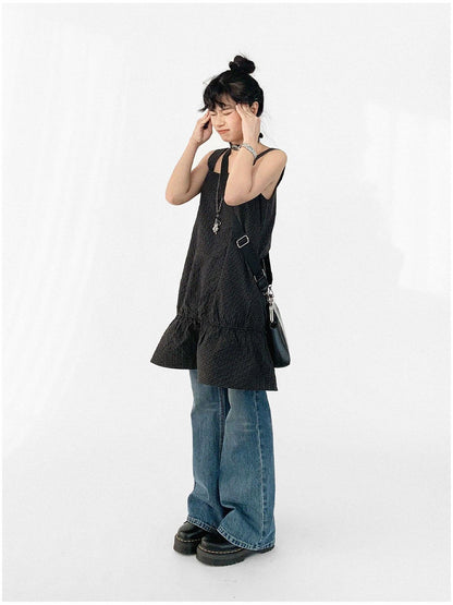 innomoood Ruffle Square Neck Strapless A Line Dress
