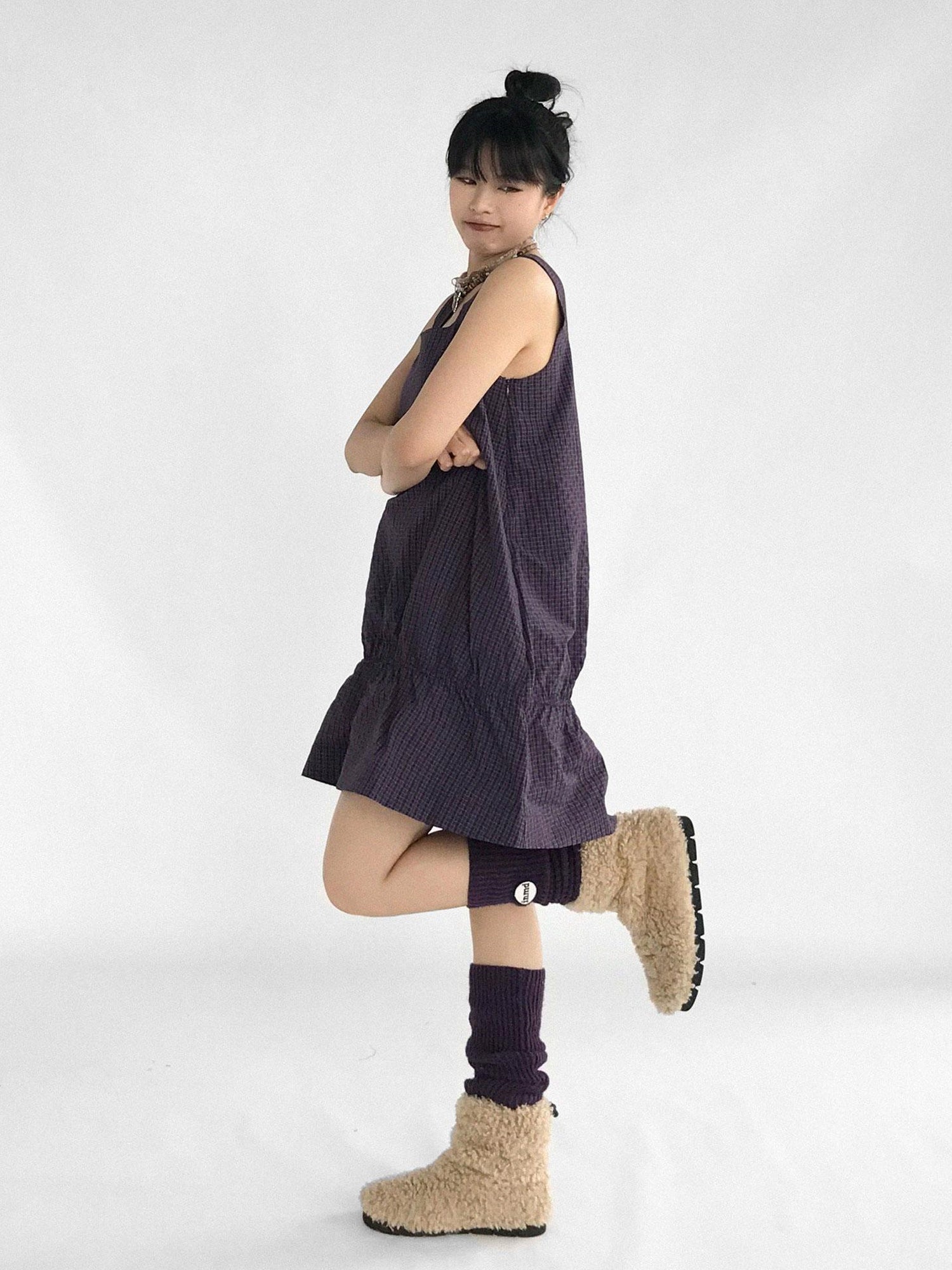 innomoood Ruffle Square Neck Strapless A Line Dress