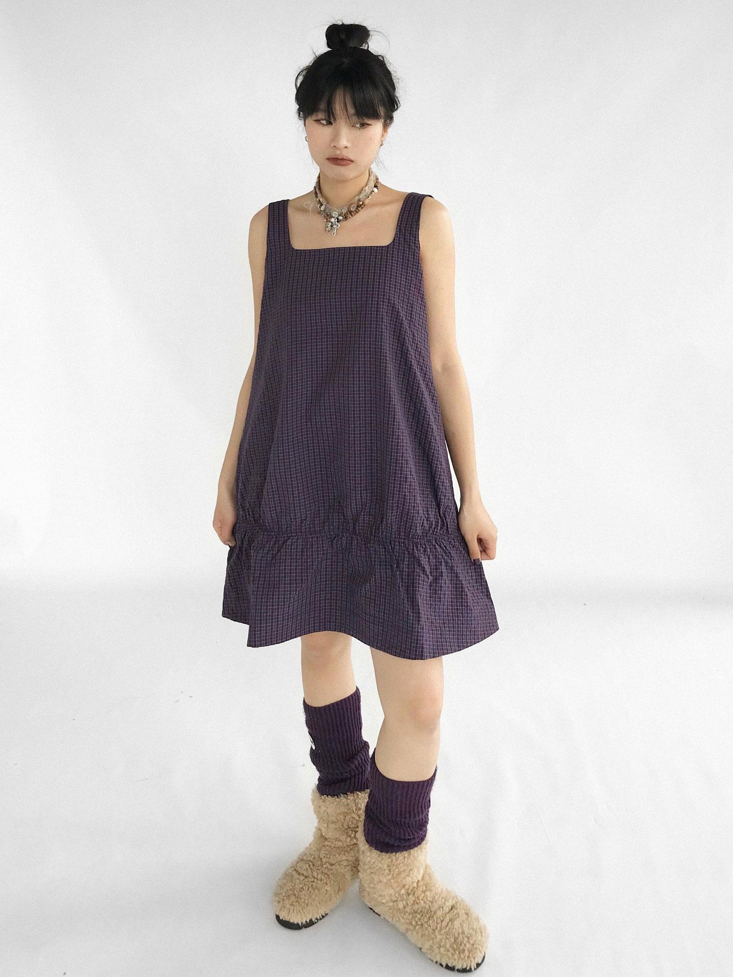 innomoood Ruffle Square Neck Strapless A Line Dress