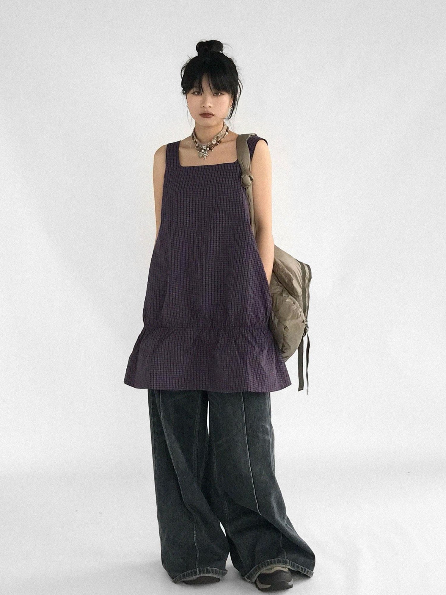 innomoood Ruffle Square Neck Strapless A Line Dress