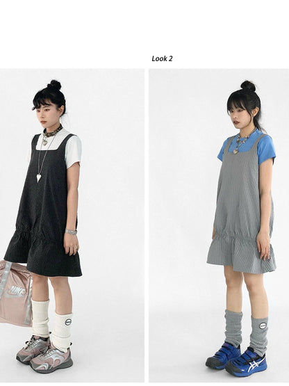 Ruffle Square Neck Strapless A Line Dress