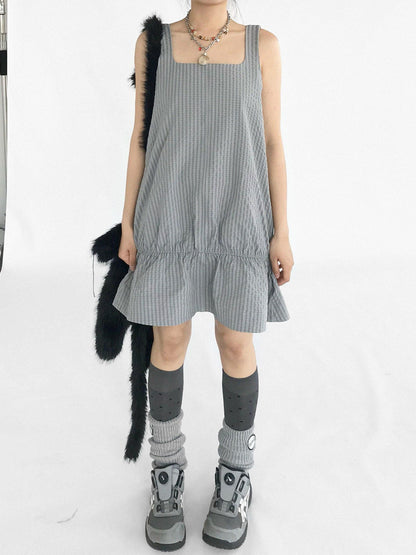 innomoood Ruffle Square Neck Strapless A Line Dress