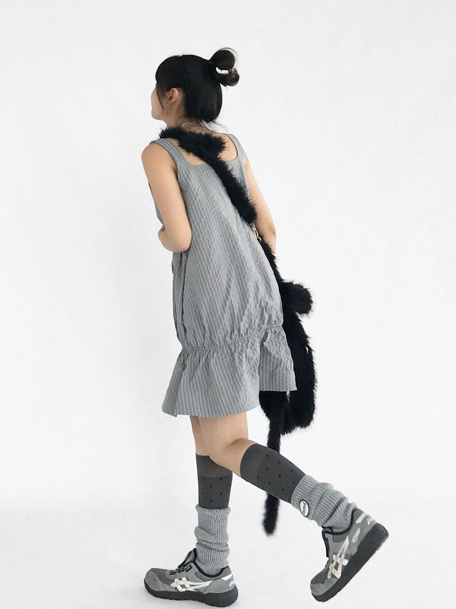 innomoood Ruffle Square Neck Strapless A Line Dress