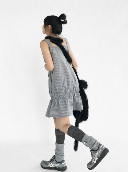 innomoood Ruffle Square Neck Strapless A Line Dress