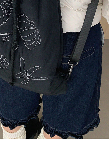 Seaside Diary Quilted Anti Shock Drawstring Backpack