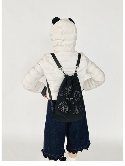 Seaside Diary Quilted Anti Shock Drawstring Backpack