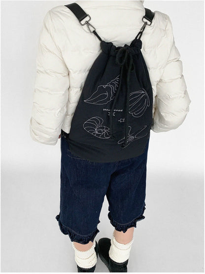 Seaside Diary Quilted Anti Shock Drawstring Backpack