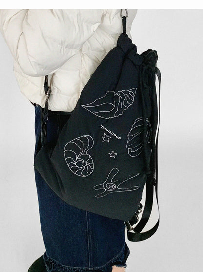 Seaside Diary Quilted Anti Shock Drawstring Backpack