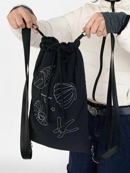 Seaside Diary Quilted Anti Shock Drawstring Backpack