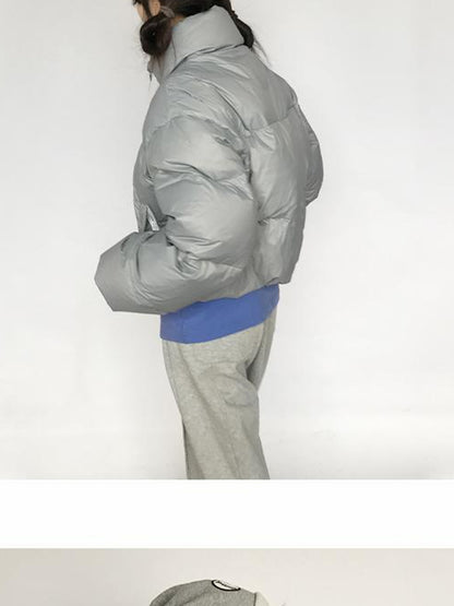 innomoood Short Puffer Jacket With Detachable Collar Lightweight Warm Quilted Coat