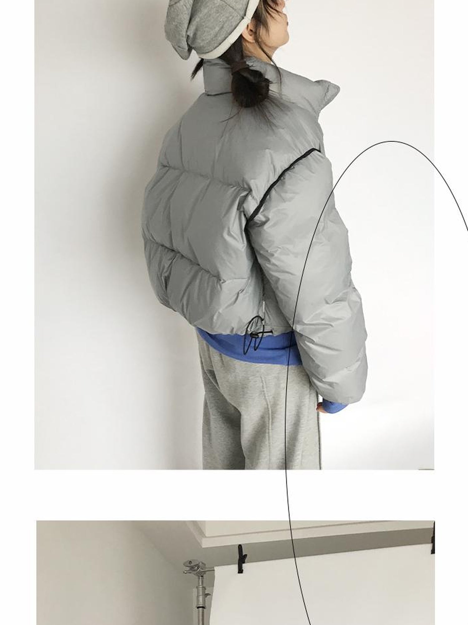 innomoood Short Puffer Jacket With Detachable Collar Lightweight Warm Quilted Coat