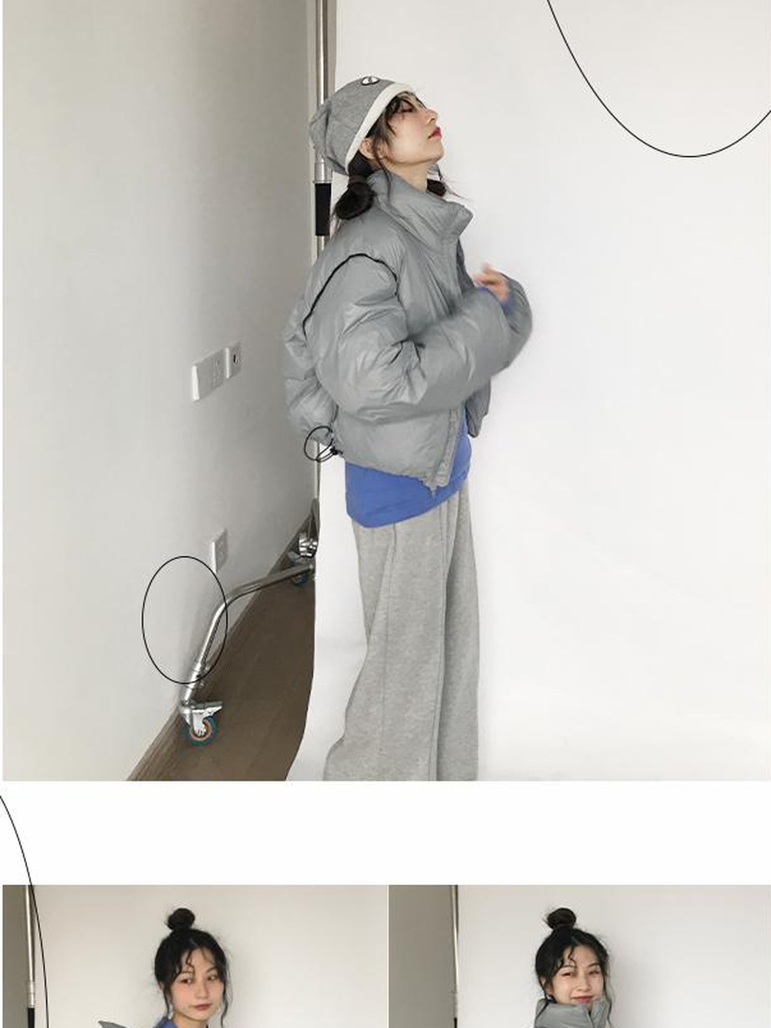 innomoood Short Puffer Jacket With Detachable Collar Lightweight Warm Quilted Coat