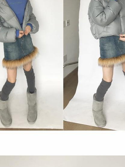 innomoood Short Puffer Jacket With Detachable Collar Lightweight Warm Quilted Coat