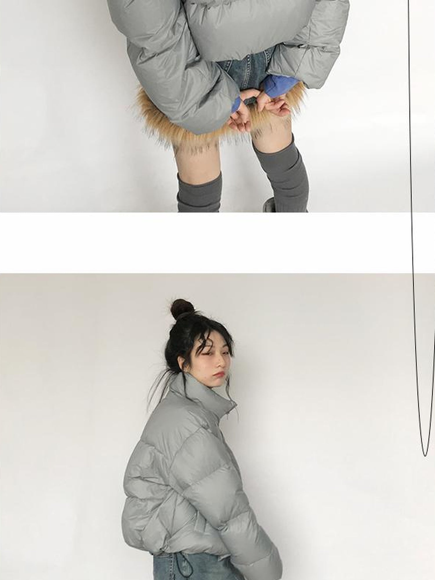 innomoood Short Puffer Jacket With Detachable Collar Lightweight Warm Quilted Coat