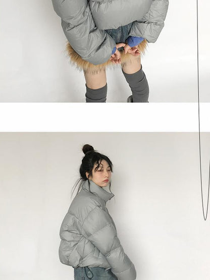 innomoood Short Puffer Jacket With Detachable Collar Lightweight Warm Quilted Coat