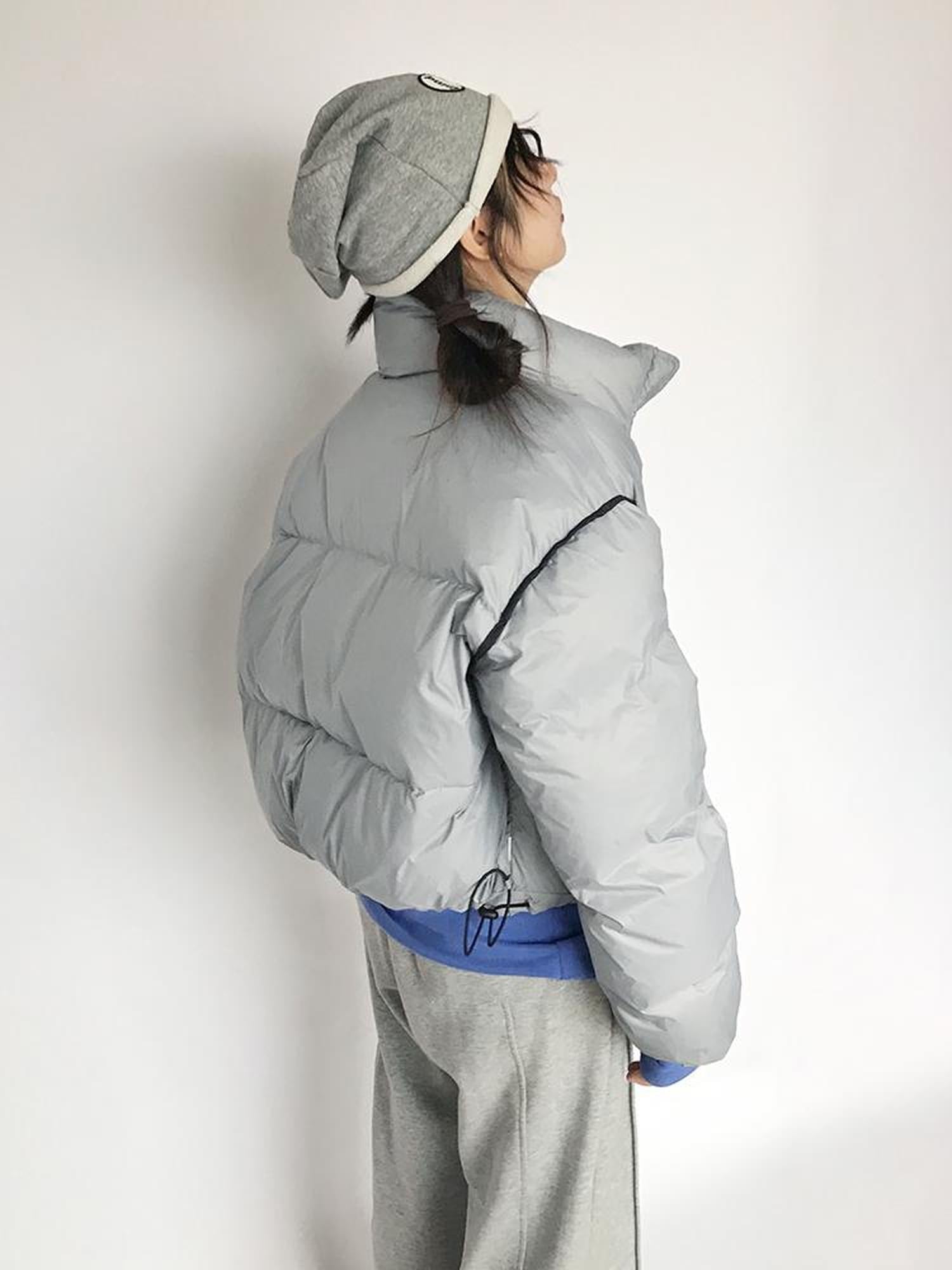innomoood Short Puffer Jacket With Detachable Collar Lightweight Warm Quilted Coat