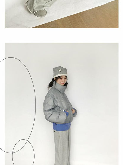 innomoood Short Puffer Jacket With Detachable Collar Lightweight Warm Quilted Coat
