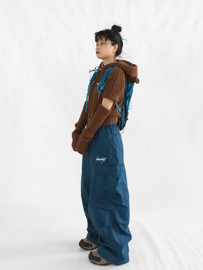 Short Sleeve Wool Sweater With Detachable Long Sleeve Cuffs