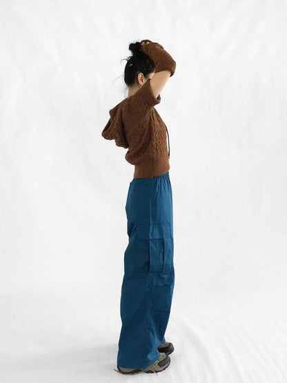 Short Sleeve Wool Sweater With Detachable Long Sleeve Cuffs