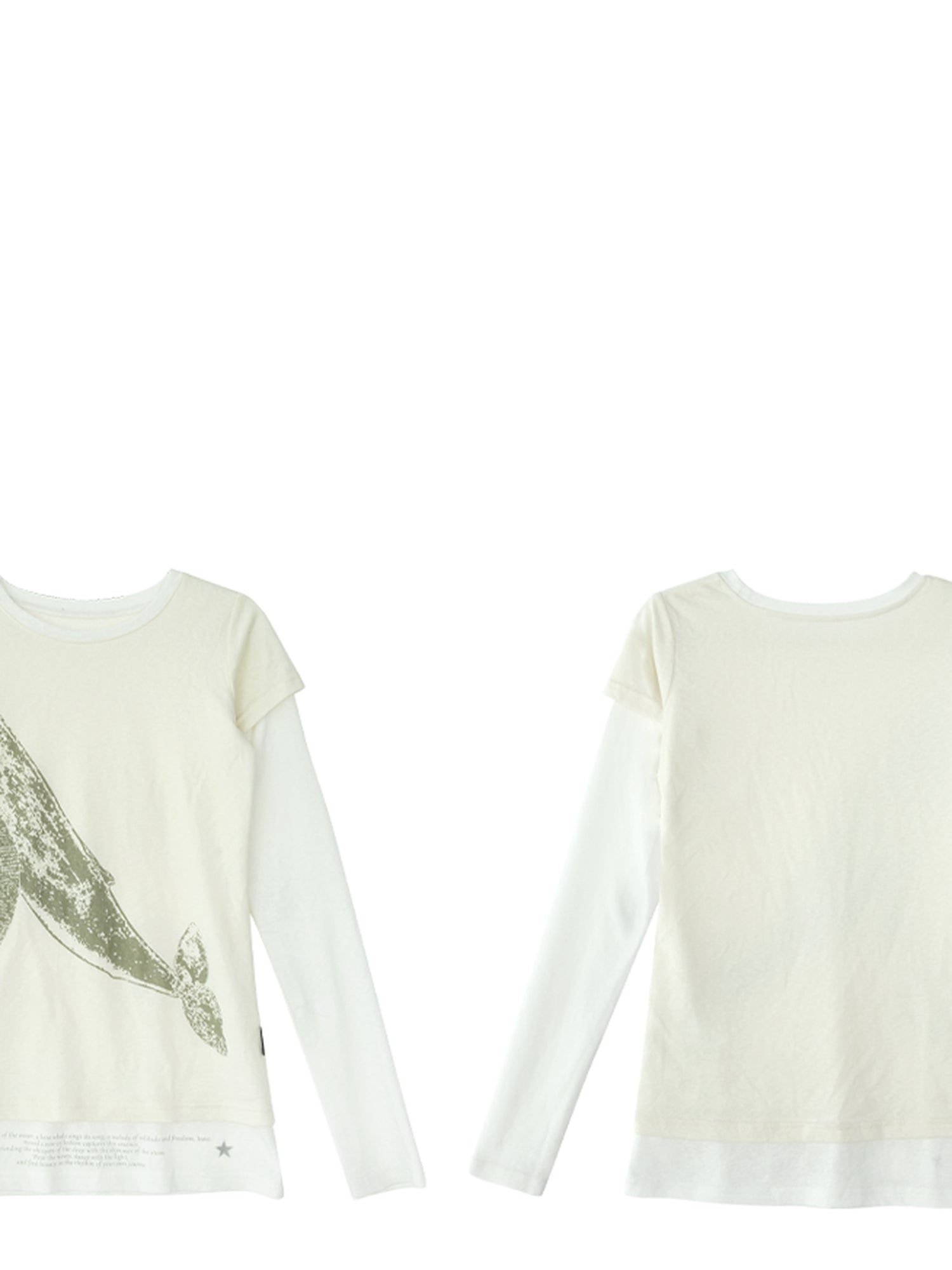 innomoood Silent Whale Embroidered Print Tee Retro Color Block Design