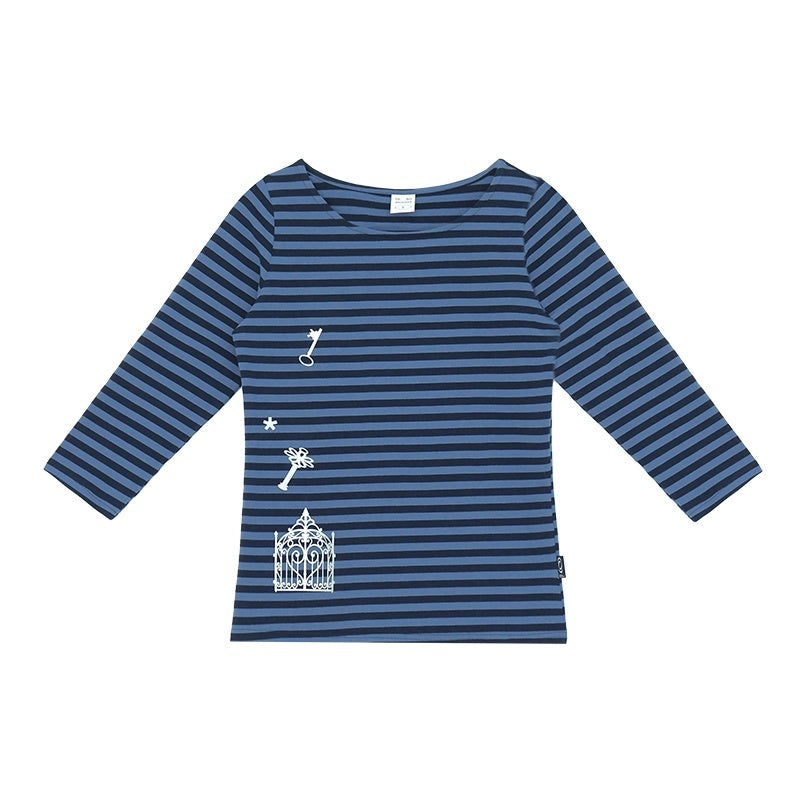 innomoood_Silver_Foil_Print_Colorful_Striped_Round_Neck_Women&