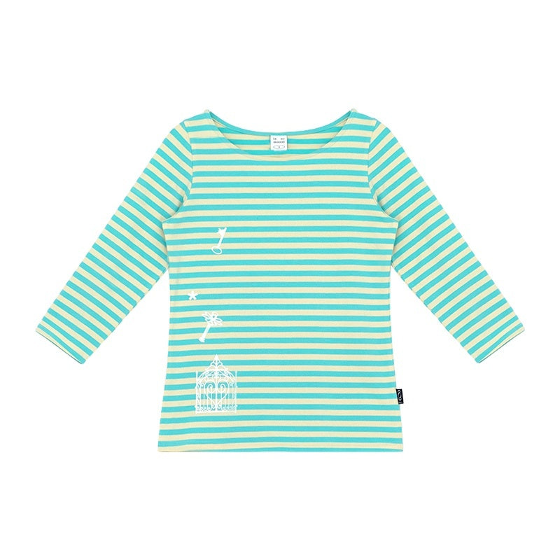 innomoood_Silver_Foil_Print_Colorful_Striped_Round_Neck_Women&