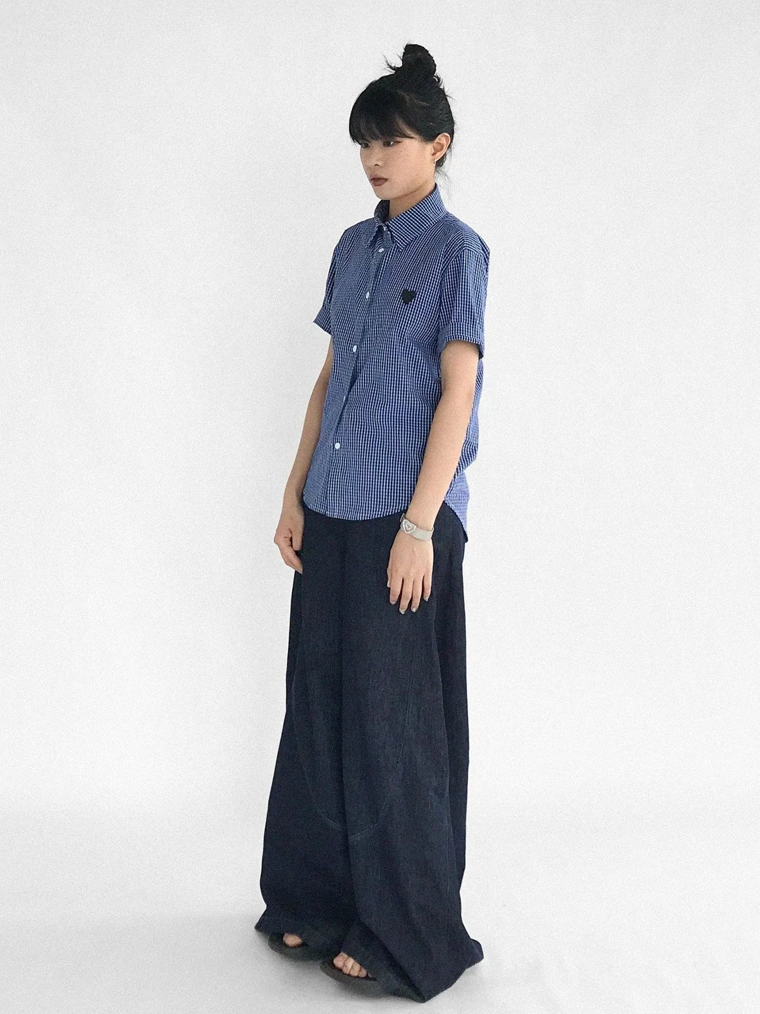 Slim Fit Flared Denim Pants With Vintage Wash