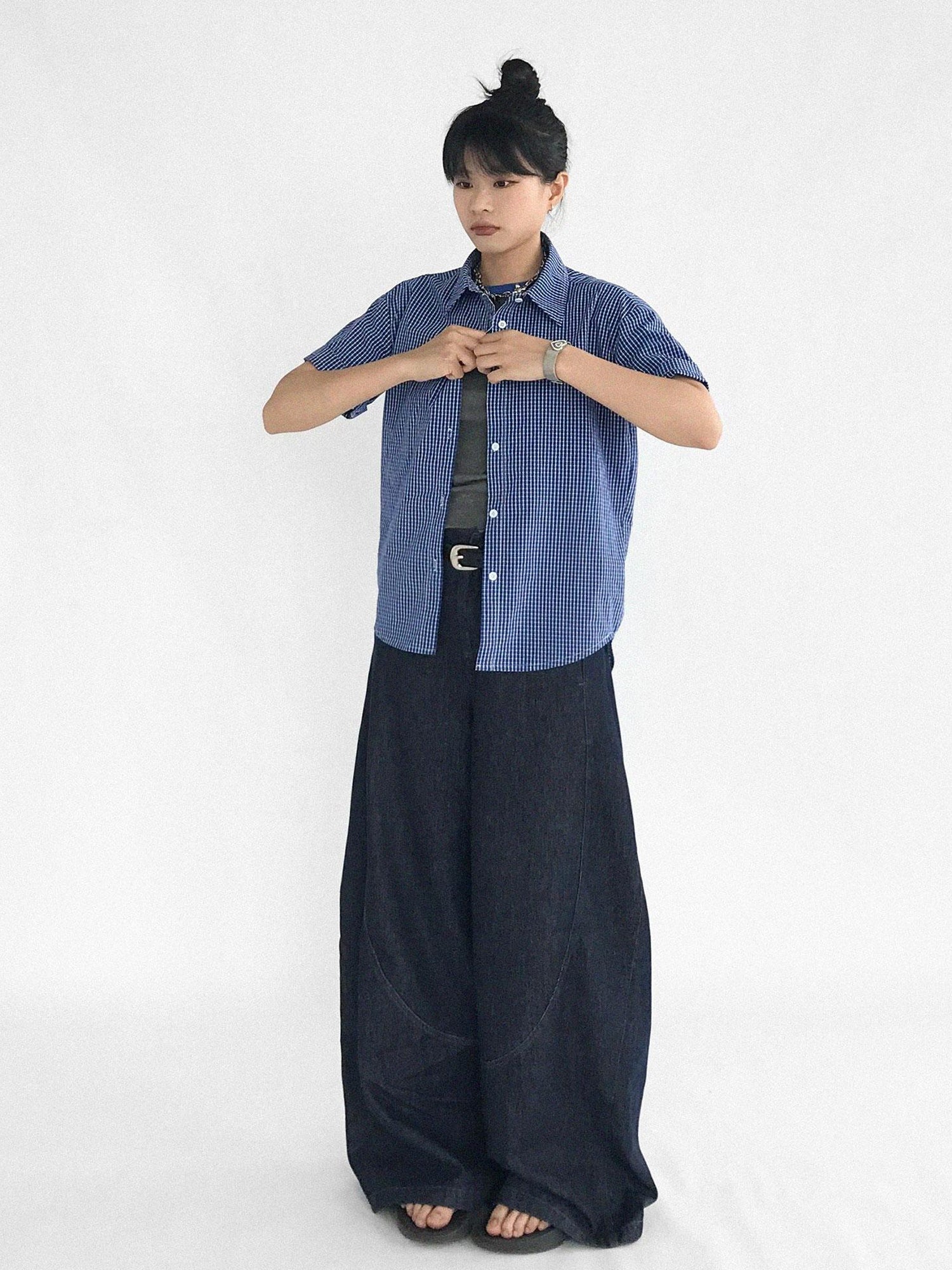 innomoood Slim Fit Flared Denim Pants With Vintage Wash