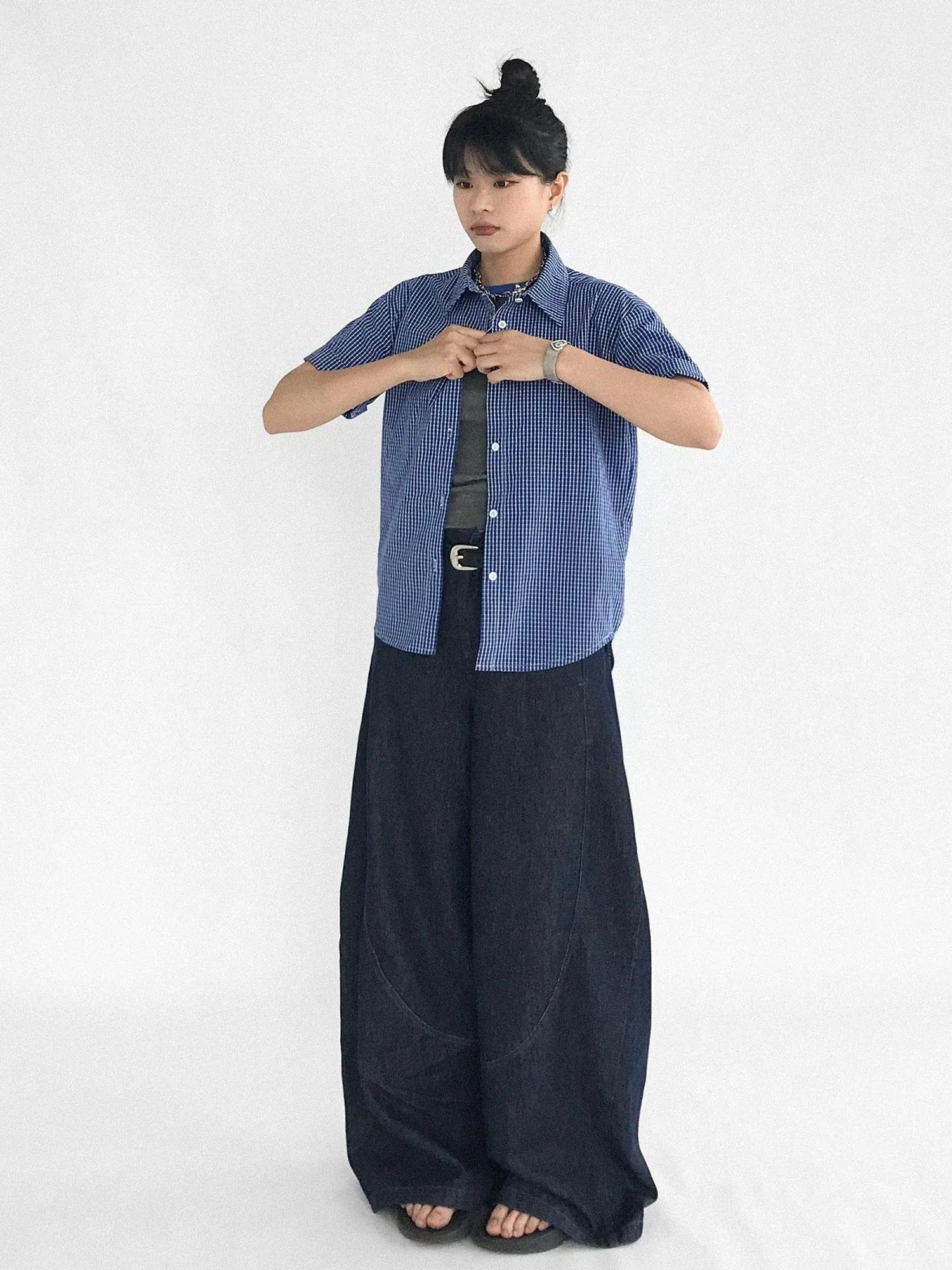 Slim Fit Flared Denim Pants With Vintage Wash