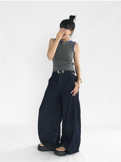 Slim Fit Flared Denim Pants With Vintage Wash