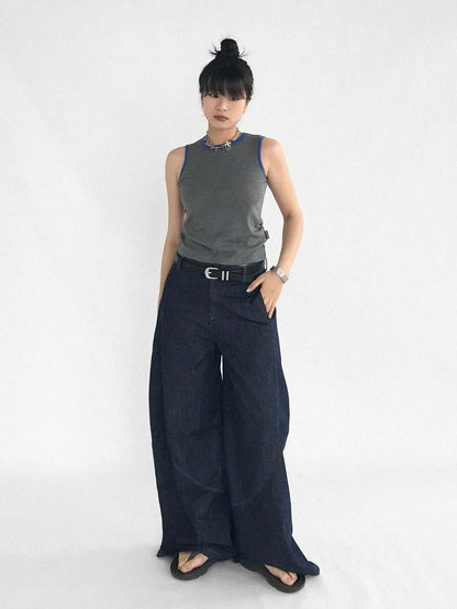 Slim Fit Flared Denim Pants With Vintage Wash