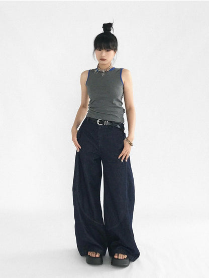 Slim Fit Flared Denim Pants With Vintage Wash