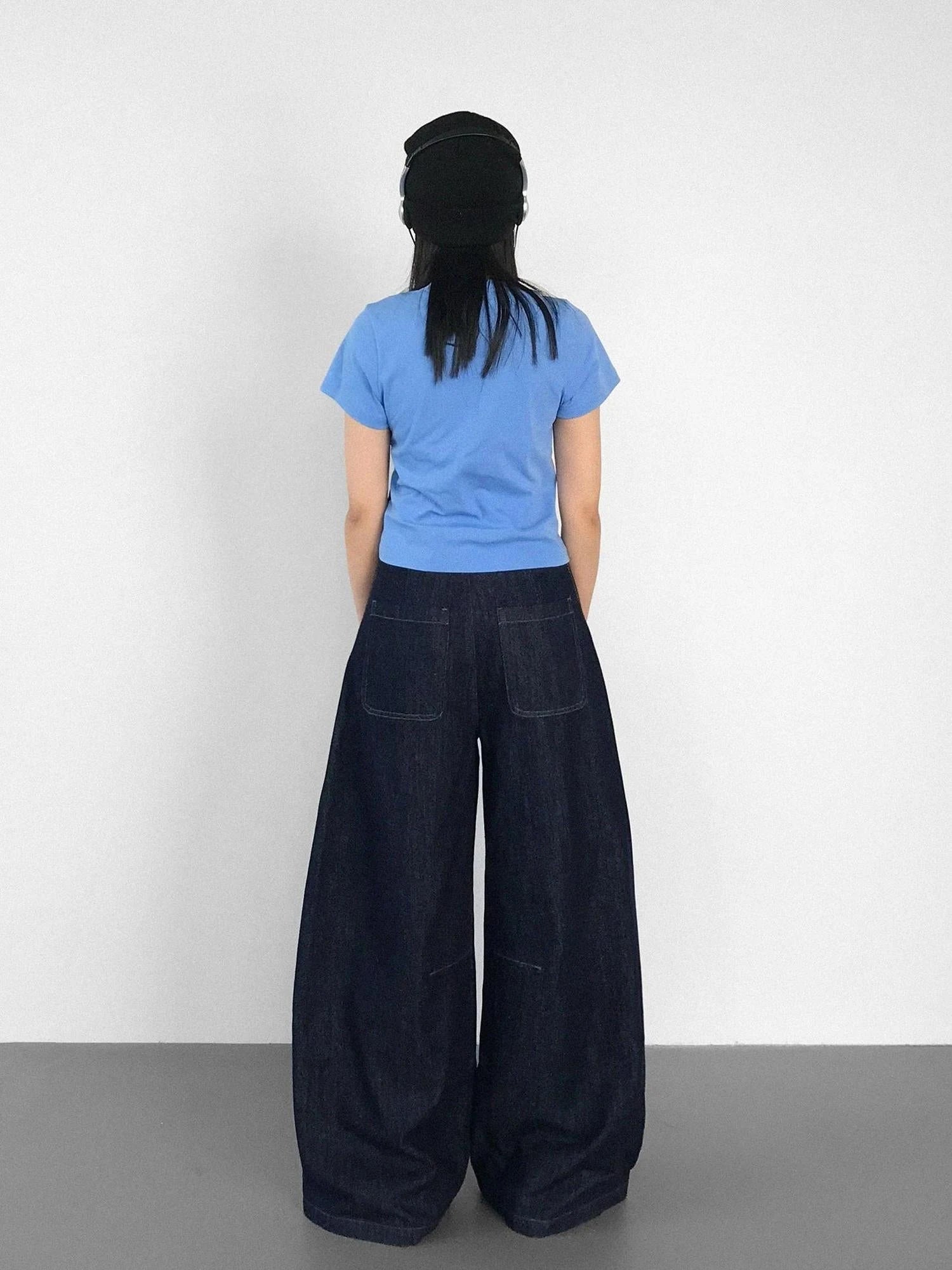 Slim Fit Flared Denim Pants With Vintage Wash