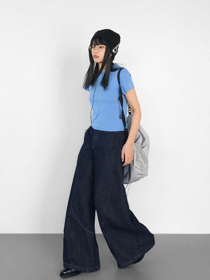 innomoood Slim Fit Flared Denim Pants With Vintage Wash
