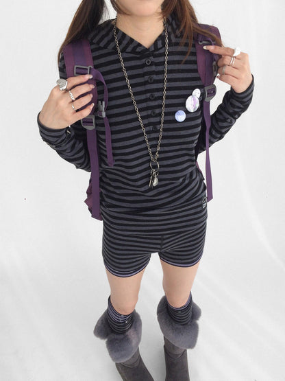 innomoood Slim Fit Striped Hooded Long Sleeve Casual Comfortable Women T-Shirt