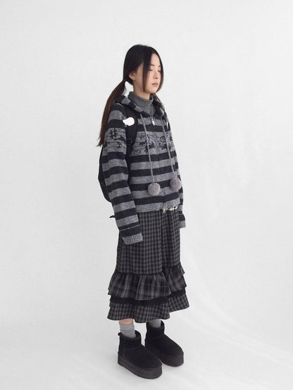 innomoood Soft Breathable Relaxed Wide Leg Natural Waist Plaid Lace Trim Women Pants