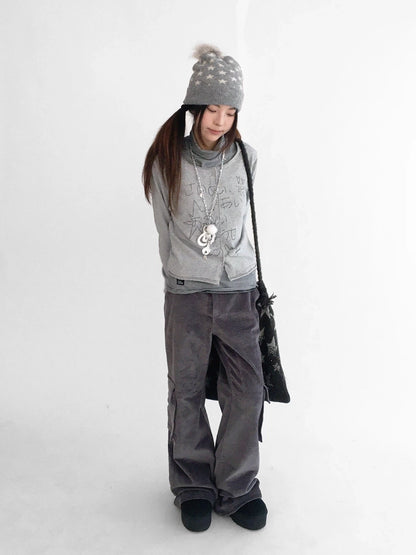 innomoood Soft Stretch Cotton Low Rise Flare With Pockets Zip Fly Casual Women Pants