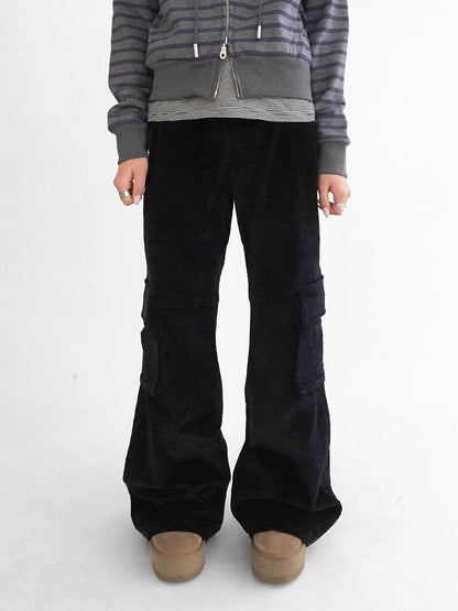 innomoood Soft Stretch Cotton Low Rise Flare With Pockets Zip Fly Casual Women Pants